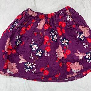 Tea Collection Purple Red Floral Skirt Elastic Size 8 Lined VGUC